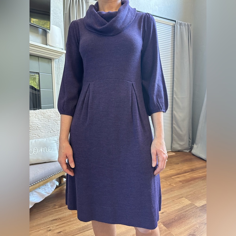 Cowl neck sweater dress